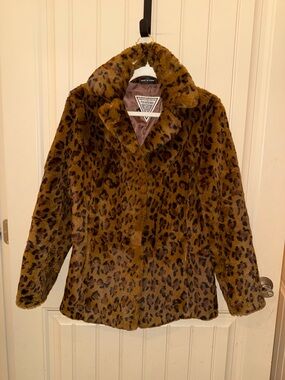 J.Percy for Marvin Richards Vintage Leopard Print Coat Genuine Rabbit Fur Medium